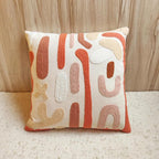 Boho Abstract Tufted Throw Pillow Cover, Neutral Terracotta Blush Pink Beige Embroidery Cushion Cover, Modern Abstract Art Decorative Pillowcase for Sofa Couch Living Room Bedroom, 18x18 Inch (Pillow