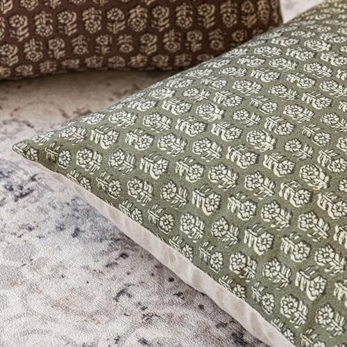 Foindtower Set of 2 Decorative Vintage Floral Print Throw Pillow Covers Neutral Modern Farmhouse Cushion Covers Boho Home Decor for Sofa Chair Couch Bedroom Living Room,18×18 Inch,Sage Green - color: Mosstone, size: 18" x 18" (Pack of 2)