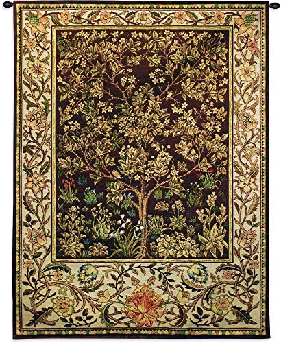 Tree of Life - Arts and Crafts - William Morris - Ornate Spiritual Tree Pattern - Cotton Woven Tapestry Wall Art Hanging - USA (53x40)