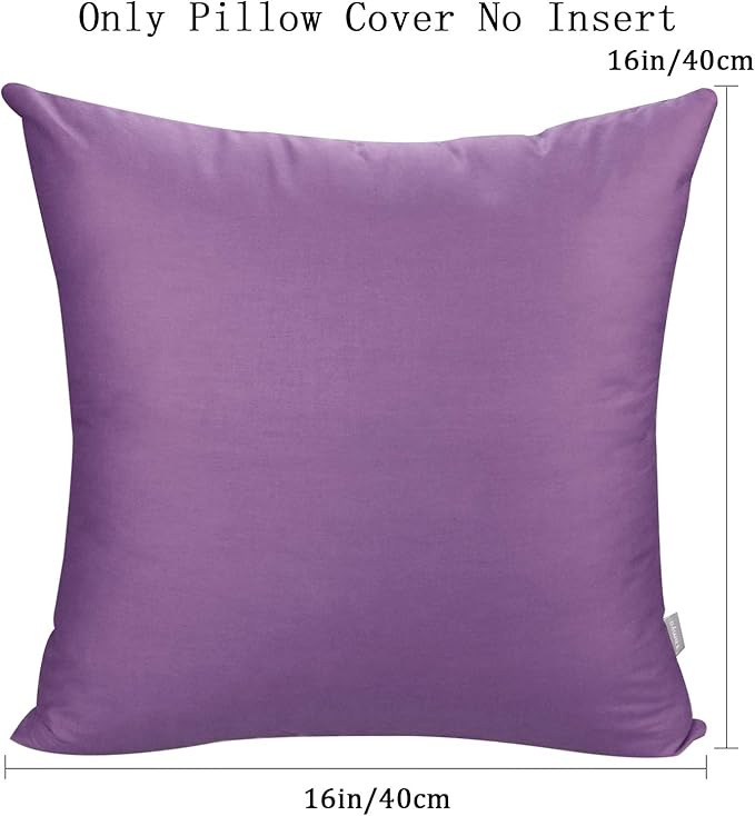 Thmyo 4-Pack 100% Cotton Comfortable Solid Decorative Throw Pillow Case, Square Cushion Cover Pillowcase Sublimation Blank Pillow Covers DIY Throw Pillowcase for Sofa(16x16 inch/ 40x40cm,Purple)