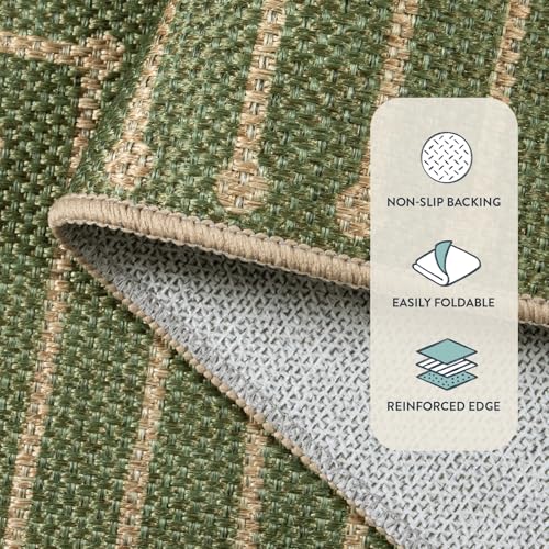 Lahome Neutral Geometric Green Easy Jute Rug, 5x7 Outdoor Rug Washable Carpet for Living Room, Farmhouse Rhombus Non Slip Non Shedding Low Pile Dining Room Carpet for Under Table Bedroom Patio - color: Green/Nature, size: 5 x 7 feet