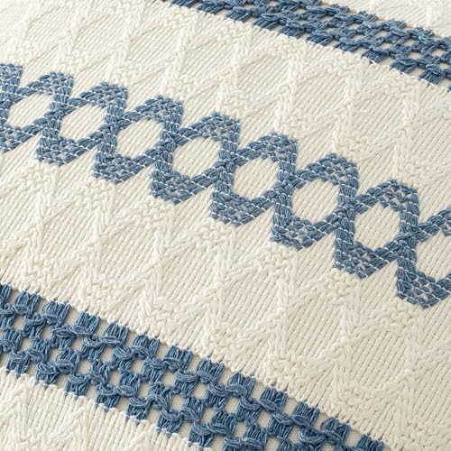 MIULEE Set of 2 Coastal Blue Boho Decorative Pillow Covers 16x16 Inch Farmhouse Rustic Couch Throw Pillows Modern Cotton Cushion Covers Retro Cute Macrame Woven Spring Home Decor for Bed Sofa Chair - color: Blue, size: 16" x 16" (Pack of 2)