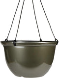 The HC Companies 11 Inch Hanging Metallic Planter - Round Hanging Basket for Indoor Outdoor Plants, Pewter