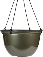 The HC Companies 11 Inch Hanging Metallic Planter - Round Hanging Basket for Indoor Outdoor Plants, Pewter