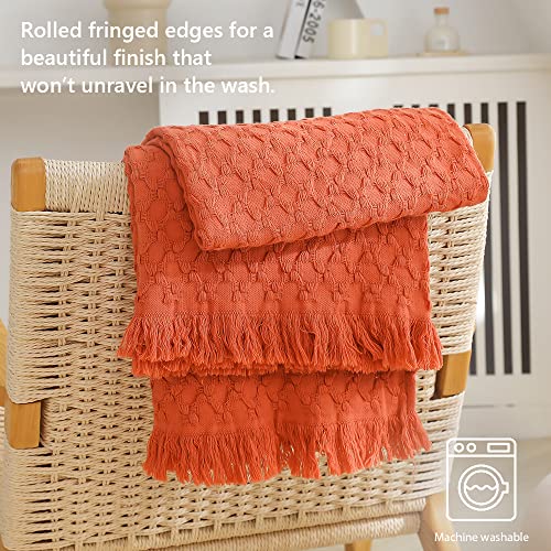Simple&Opulence 100% Cotton Throw Blanket for Couch, Bed, Waffle Weave Knit Blanket with Tassels, Soft Lightweight Pre-Washed Breathable Comfy Blanket Farmhouse Decor for All-Season(Red) - color: B-red