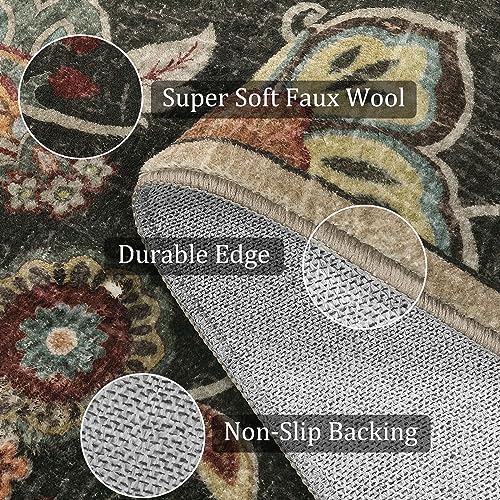 Morebes Floral Bathroom Runner Rugs 24 x 60 Non Slip,Washable Kitchen Runner Rug,Distressed Paisley Entryway Rug Bath Mat,Non Shedding Throw Carpet Runner for Entrance Laundry,Brownish Black - color: Brownish Black, size: 2' x 5' (Rectangular)