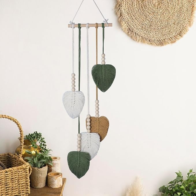 Shopdp handmade Woven Leaves Wall Hanging Decor, Macrame Hanging Tapestry for Apartment Bedroom Living Room Decoration