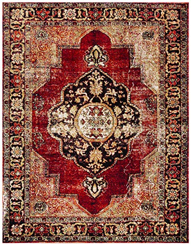 SAFAVIEH Vintage Hamadan Collection Area Rug - 6'7" x 9', Red & Multi, Oriental Traditional Persian Design, Non-Shedding & Easy Care, Ideal for High Traffic Areas in Living Room, Bedroom (VTH219A)