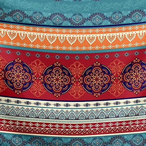 Boho Mandala Bohemian Chic Set of 2 Pillow Cases Standard Queen Pillowcase Sham Cover Set for Bed Red Teal Blue Orange Indian Patterned Turquoise Decorative Accent College Dorm Teen Home Room Décor - color: Red Boho