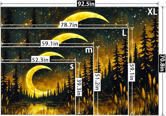Generleo Galaxy Moon Tapestry Fantasy Forest Tapestries Tree of Life Wall Decor Psychedelic Starry Sky Tapestry Wall Hanging for Bedroom