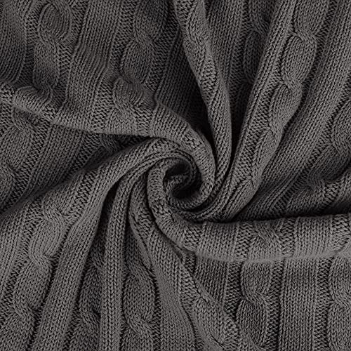 uxcell Cotton Cable Knit Throw Blanket Soft Throw Couch Covers Decors Knitted Blankets for Sofa Bed, Dark Grey Throw(47" x 70") - color: Dark Grey, size: Throw (47" *78")