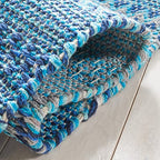 SAFAVIEH Montauk Collection Accent Rug - 3' x 5', Grey & Blue, Handmade Flat Weave Boho Stripe Cotton, Ideal for High Traffic Areas in Entryway, Living Room, Bedroom (MTK851G) - color: Grey/Blue, size: 3' x 5' (Rectangular)