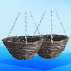 Rattan Hanging Basket for Plants Seagrass Hanging Planters Indoor Outdoor Plant Flower Hanging Pots Woven Straw Planter Ceiling Flower Pots for Decoration 2pcs