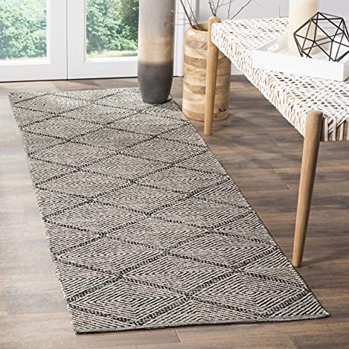 SAFAVIEH Montauk Collection Runner Rug - 2'3" x 11', Black, Handmade Cotton, Ideal for High Traffic Areas in Living Room, Bedroom (MTK821D) - color: Black, size: 2'3" x 11' (Runner)