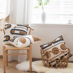 Boho Tufted Throw Pillow Covers Braided Pillow Covers Farmhouse Pillow Covers with Embroidered Geometric Pattern Decorative for Couch Bed Living Room Outdoor (18"x18"Tufted-A)