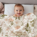 Little Jump 2-Pack Cotton Muslin Swaddle Blankets for Baby Boys Girls Unisex - Boho Floral Baby Blanket Nursery Swaddling Blankets- Large 47 x 47 inches Receiving Blanket Neutral (Vintage Blossom)