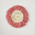 Boho Wall Baskets Decor Hanging Rustic Rattan Wicker Wall Baskets Round Wall Art for Farmhouse Living Rooms Bedrooms Kitchen Decorations (Pink)