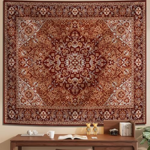 Tichgeim Boho Mandala Tapestry Wall Hanging for Bedroom,Hippie Aesthetic Bohemian Vintage Wall Art for Living Room Decor,Indian Floral Flower Medallion Wall Decor for Dorm 60" L x 51" W