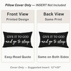 Black and White Christian Throw Pillow Covers 12x20 Inch Set of 2 – Relax God’s Got This/Give It to God and Go to Sleep – Inspirational Lumbar Pillowcase for Couch or Bed Decor