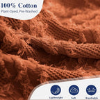 Simple&Opulence Cotton Throw Blanket for Bed, Couch, Boho Textured Geometric Knit Woven Blanket with Tassels Soft, Lightweight Breathable Shabby Chic Farmhouse Decoration for All-Season(Rust Orange)