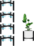 4 Pcs Mini 4Legs Adjustable Metal Plant Stand for 5"-10" Plant Pot – Indoor & Outdoor (Black, 4 Pcs)