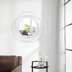 White Round Wall-Mounted Mirrors Wire Modern Metal Frame Arts Mirrors Home Decoration Hallway Bathroom Bedroom Living Room Farmhouse Entryway Large 20"