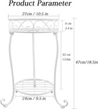 White Metal Plant Stand, 18.5 inch Tall 2 Tier Potted Holder Rack, Heavy Duty Flower Pot Shelf for Indoor Outdoor Patio Balcony Corner Garden