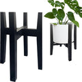 Adjustable Plant Stand Indoor Bamboo Mid Century Modern Plants Stand Corner Plants Flower Holders Single Floor Plant Stands- 8.2-11.8 in (Pot & Plant Not Included) (Black, （8.2-11.8in）)