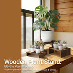 3-Tier Wood Display Riser 2 Set, Tiered Display Stand for Food, Kitchen, Desk & Party - Solid Pine Wooden Shelf & Organizer for Plants, Collectibles, Office (9.5/8.5/7.5 In)