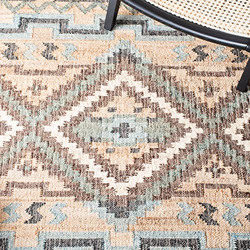 SAFAVIEH Kilim Collection Accent Rug - 2' x 3', Natural & Blue, Handmade Flat Weave Jute, Ideal for High Traffic Areas in Entryway, Living Room, Bedroom (KLM760M) - size: 2' x 3' (Rectangular)