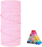 flipped 100% Natural Macrame Cotton Cord,3mm x109 Yard Twine String Cord Colored Cotton Rope Craft Cord for DIY Crafts Knitting Plant Hangers Christmas Wedding Décor (Light Pink, 3mm*109yards)