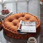 Meditation Floor Pillow, Round Large Pillows Seating, Tufted Velvet Floor Pillow Cushion for Tatami Living Room, Orange, 24 Inch