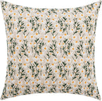 vctops Boho Floral Embroidery Decorative Throw Pillow Cover Daisy Embroidered Linen Cushion Cover for Couch Sofa Bed (Daisy,18"x18")