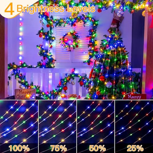 Ollny Christmas Lights Outdoor 600LED 197FT, Multicolor Christmas Tree Lights IP67 Waterproof, Plug in Fairy Lights with Remote 8 Modes Timer, Xmas Light for Indoor House Holiday Decor (Pack of 2) - color: Multicolord, size: 600 LEDs (Pack of 2)