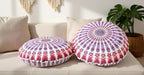 Round Mandala Floor Pillow Cover Seating Cushion Throw Cover Hippie Decorative Bohemian Ottoman Pouf Cover, Pom Pom Pillow Cases,Boho Indian 22 Inches (Pink)