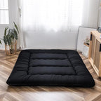 MAXYOYO Japanese Floor Mattress Futon Mattress, 4" Thicken Tatami Mat Sleeping Pad Foldable Roll Up Mat Boys Girls Dormitory Pad Kids Floor Lounger Pillow Bed, Black, King