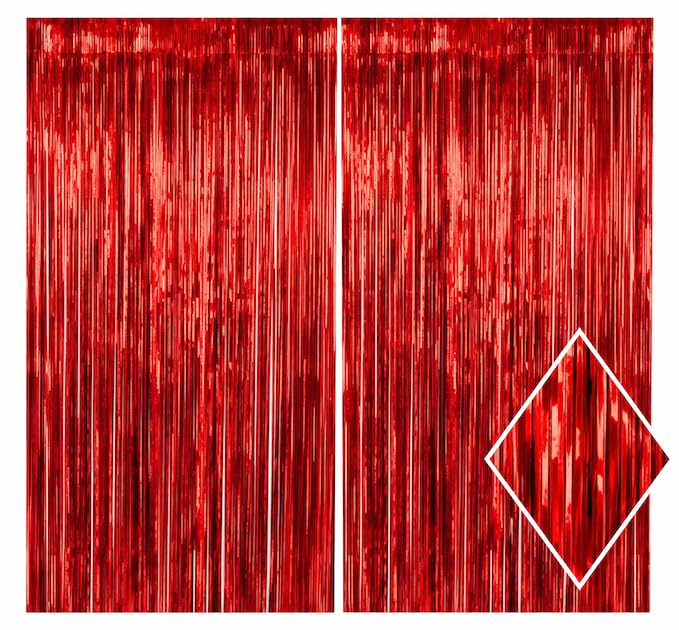 Red Foil Fringe Curtain Backdrop 2 Pack, Metallic Tinsel Curtain Party Decorations, Shimmer Photo Booth Backdrop for Birthday, Graduation, Wedding, Valentine’s Day, Doorway Decor 3.2 x 6.4 ft - color: Red