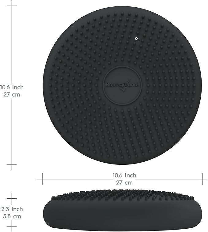 BouncyBand Wiggle Seat, Gray, 1-Pack – Small 10.75” D x 2.5” H Wobble Cushion for Kids Aged 3-7 – Sensory Tool Promotes Active Learning & Improves Productivity – Includes Pump for Easy-Inflation