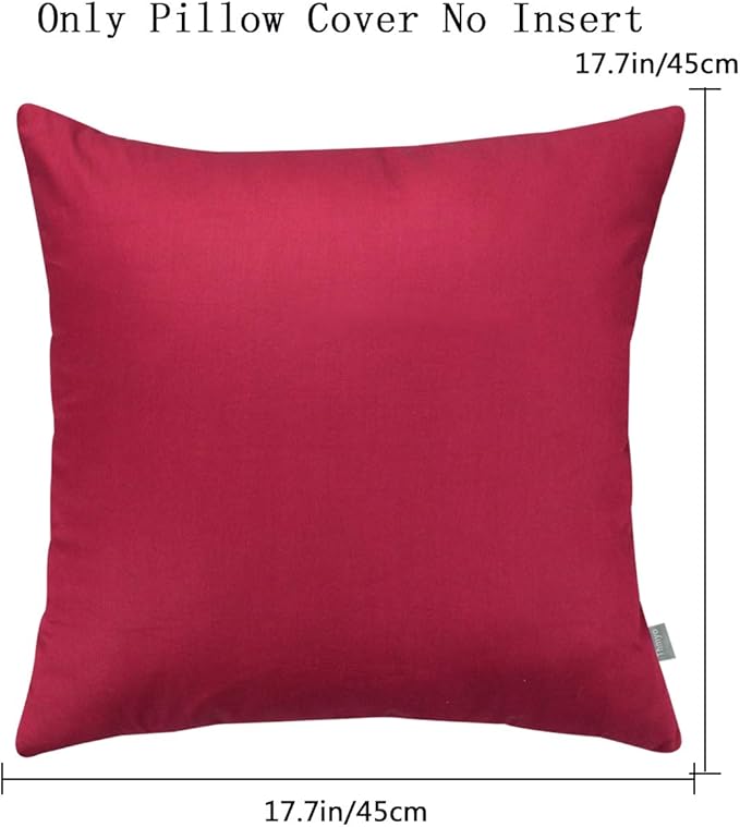 Thmyo 4-Pack 100% Cotton Comfortable Solid Decorative Throw Pillow Case Square Cushion Cover Pillowcase Sublimation Blank Pillow Covers DIY Throw Pillowcase for Sofa(18x18inch/45x45cm,Dark Red)