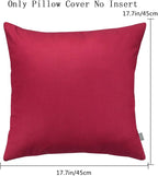 Thmyo 4-Pack 100% Cotton Comfortable Solid Decorative Throw Pillow Case Square Cushion Cover Pillowcase Sublimation Blank Pillow Covers DIY Throw Pillowcase for Sofa(18x18inch/45x45cm,Dark Red)