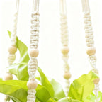 2 Pack Macrame Plant Hanger 36 Inch, Ivory Hanging Planter Holder with Wood Beads & No Tassels,Larg Hanging Baskets Indoor Outdoor Boho Home Decor for Flower Pots (2 Hooks Included)