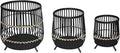 Set of 3 Woven Basket Decorative Planter Pot with Short Legs – Bamboo & Rattan Outdoor & Indoor Plant Pot – Modern Garden & Home Decor Planters – 13", 17", & 19", Black