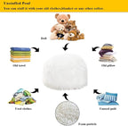 Fur Pouf Ottoman Unstuffed Floor Pouf White Ottoman Foot Rest NO Filler 20x20x12 Inches Round Poof Seat Floor Bean Bag Chair Foldable Floor Chair Storage for Living Room Bedroom White Cover ONLY