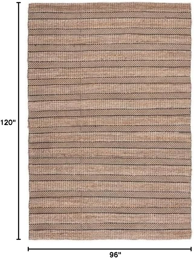 SAFAVIEH Area Rug 8x10 - Natural Fiber Collection - Large - Black & Natural, Handmade Jute & Cotton, Boho Farmhouse Rustic Design, Ideal for Living Room, Bedroom, Dining Space (NFB654Z)