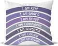 QIYUHOY Boho Rainbow Classroom Throw Pillow Covers, Book Center Calming Corner Playroom Decor Pillow Case, Purple Pillow Cover, I Am Kind Smart Brave Confidence 18x18 Inch(Purple)