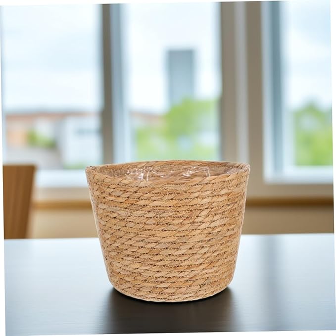 SUPVOX Boho Style Rattan Plant Pot Woven Basket for Indoor Plants Decorative Flower Container Indoor Liner