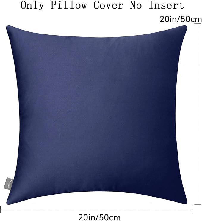 Thmyo 4-Pack 100% Cotton Comfortable Solid Decorative Throw Pillow Case Square Cushion Cover Pillowcase Sublimation Blank Pillow Covers Halloween DIY Throw Pillowcase(20x20inch/50x50cm,Dark Blue)