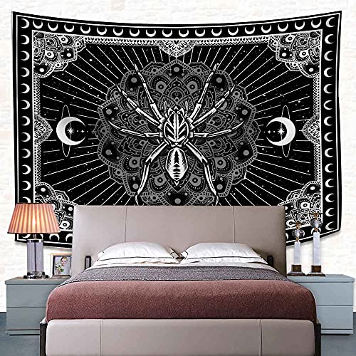 UHOMETAP Mandala Spider Wall Art - Bohemian Tapestry With Starry Sky and Moon Pattern for Living Room, Bedroom, Office - 80x60 Inches