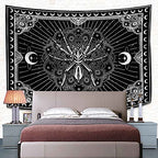 UHOMETAP Mandala Spider Wall Art - Bohemian Tapestry With Starry Sky and Moon Pattern for Living Room, Bedroom, Office - 80x60 Inches