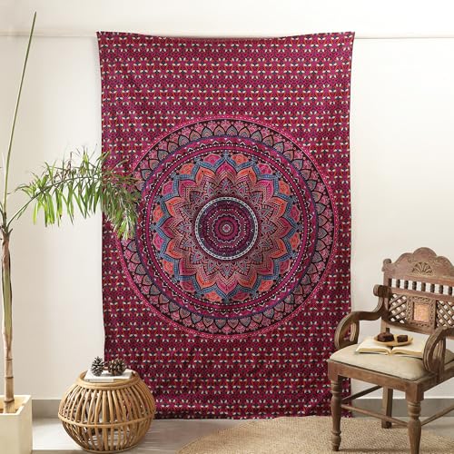 Popular Handicrafts Mandala Hippie Psychedelic Ombre Tapestry Wall Hanging - Indian Maditation Gypsy Bohemian Hippy Dorm Room Decor Purple Wine 82x54 Inch - color: Purple Wine, size: 82"L x 54"W
